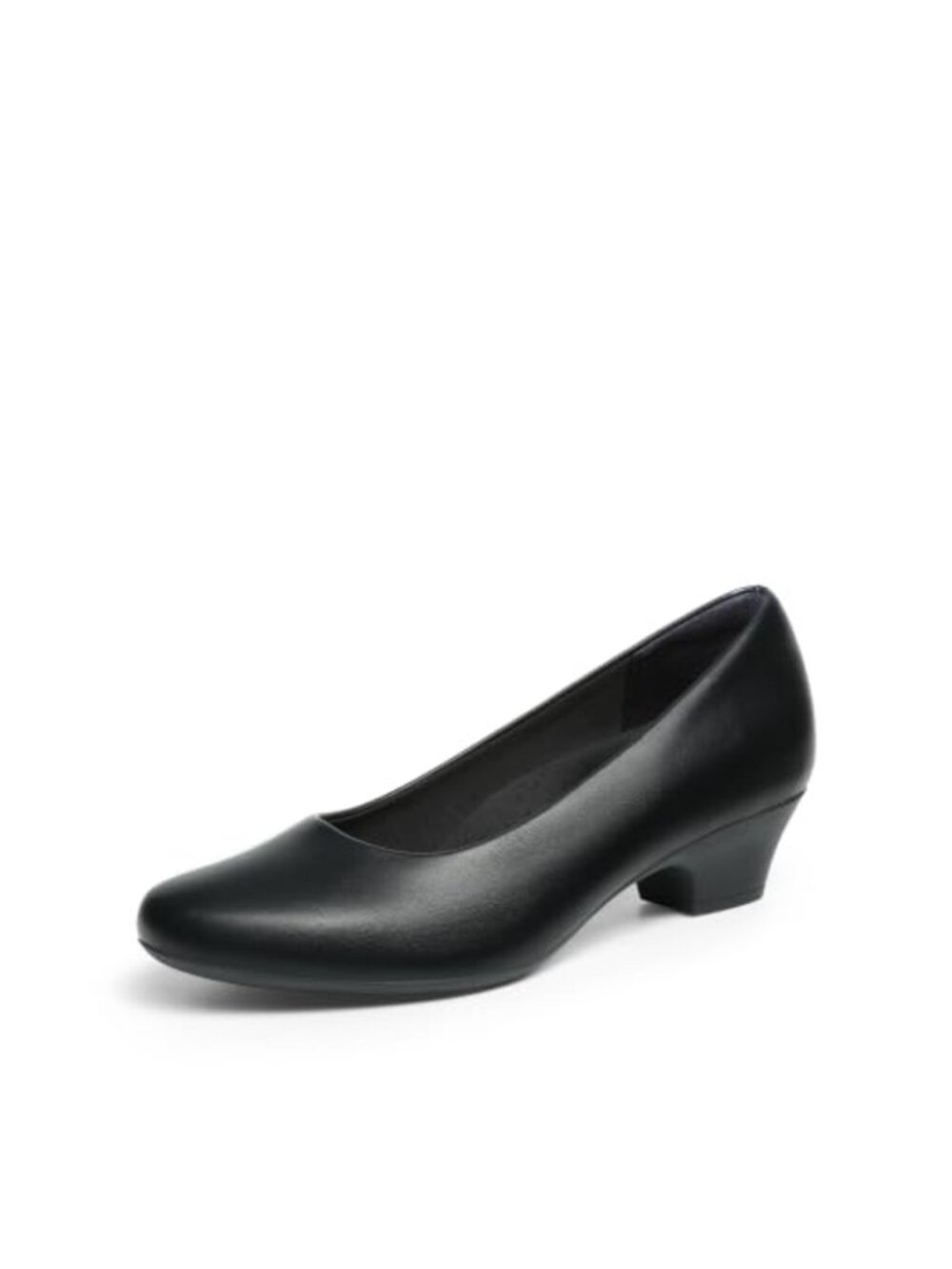 Women's Low Block Heel Pumps Faux Leather Almond Toe